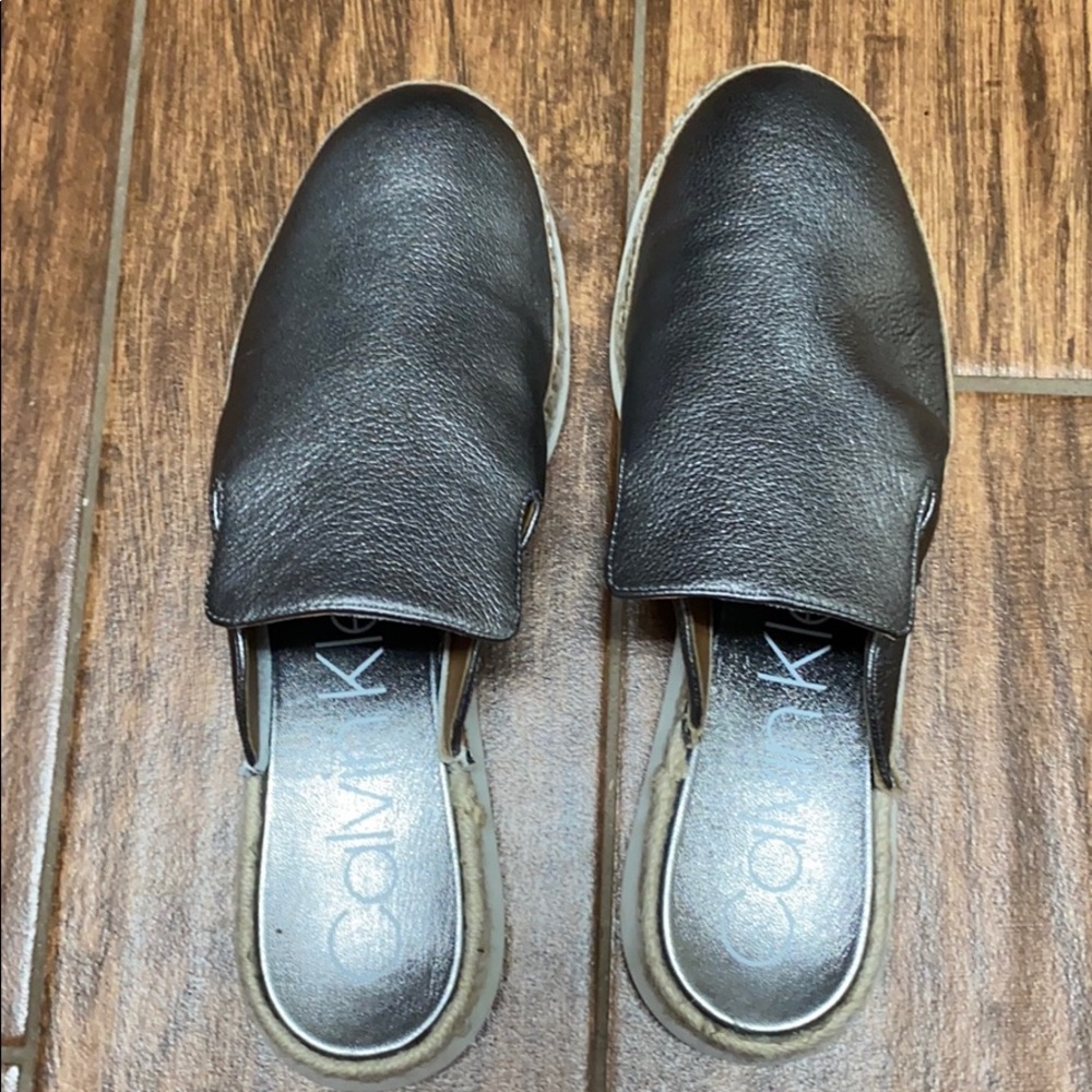 Silver Calvin Klein mules